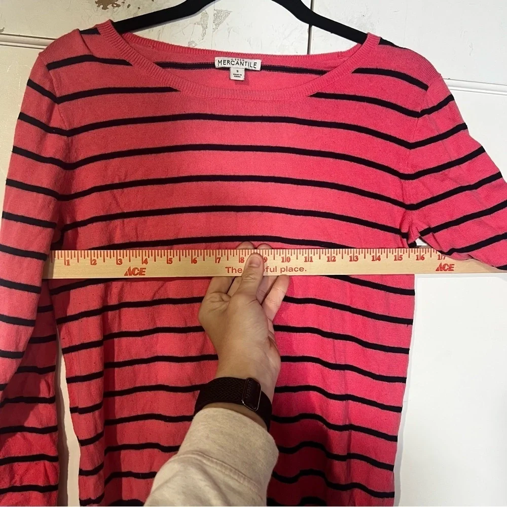 J. Crew Striped Sweater Salmon and Black Long Sleeve Size Small